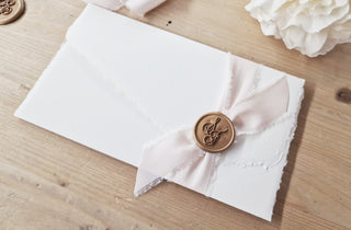 Carta Amalfi nastro Seta rosa cipria ceralacca