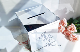 box specchio argento; box plexiglass; box personalizzato specchio argento; box personalizzato; box peronalizzato specchio oro rosa; box peronalizzato specchio oro; box peronalizzato specchio; box nunziale; box iniziali specchio; box iniziali laser; box cash; box buste nuziali; box buste matrimonio personalizzato