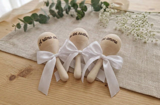 Maracas Matrimonio in Legno Naturale – Segnaposto e Bomboniera