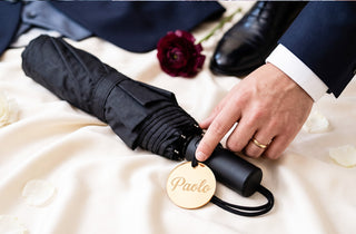 Ombrello Pieghevole Sposo Personalizzato con Placchetta Oro
