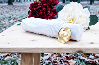 Ombrello Pieghevole Sposa Personalizzato con Placchetta Oro