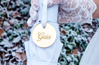 Ombrello Pieghevole Sposa Personalizzato con Placchetta Oro