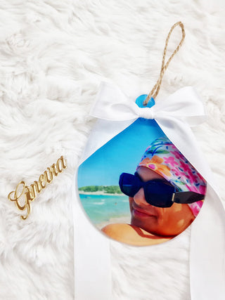 Pallina con foto e scritta 3D oro adesiva