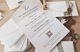 Carta Amalfi nastro Seta verde salvia e ceralacca