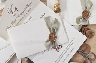 Carta Amalfi nastro Seta verde salvia e ceralacca