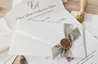 Carta Amalfi nastro Seta verde salvia e ceralacca