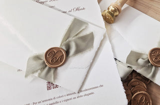 Carta Amalfi nastro Seta verde salvia e ceralacca