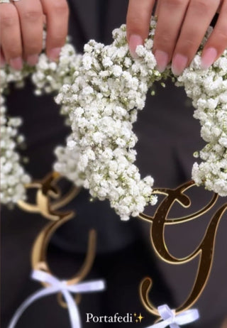 Portafedi iniziali sposi in plexiglass