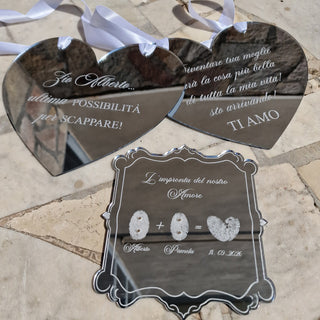Promo 2 lavagnette a cuore e portafedi L'impronta dell'amore