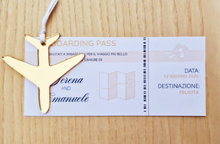 Segnaposto Boarding Pass con Aeroplanino in Plexiglass