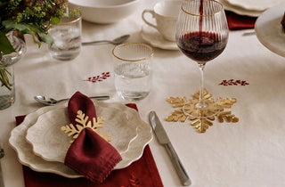 Set Tavola Fiocco di Neve Oro Specchiato (6 Segnaposto + 6 Sottobicchieri)
