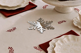 Set Tavola Fiocco di Neve Argento Specchiato (6 Segnaposto + 6 Sottobicchieri)