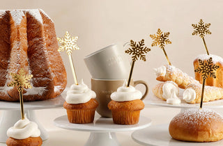 Stecchi Cupcake e Cocktail Topper Fiocco di Neve (Set Natalizio)