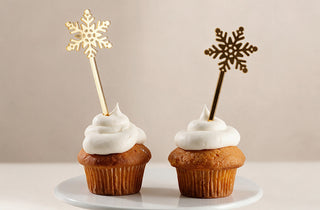 Stecchi Cupcake e Cocktail Topper Fiocco di Neve (Set Natalizio)
