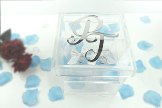 Silver initials ring holder box