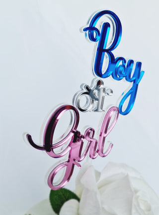 Cake Topper "Boy or Girl" Bicolor