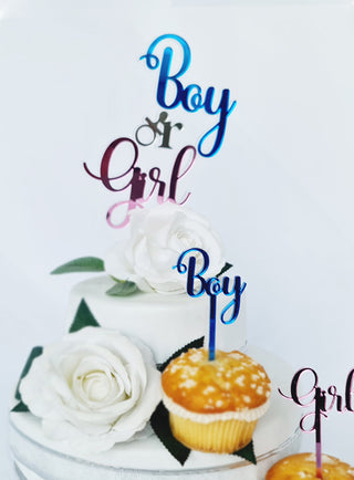 Cake Topper "Boy or Girl" Bicolor