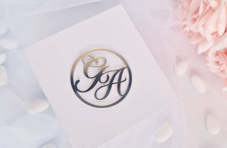 "Circular" bride and groom initial tag