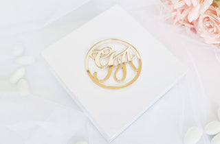 "Circular" bride and groom initial tag