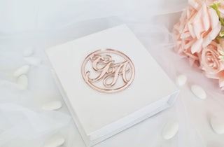 "Circular" bride and groom initial tag