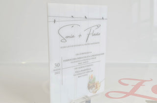 Invitation Country Chic en plexiglas opale 