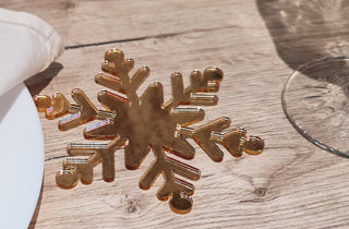 Gold Snowflake Napkin Ring and Coaster Set